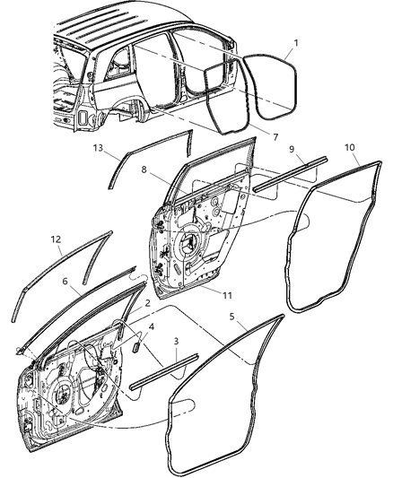 Weatherstrip Front Door Header Diagram for 4894352AH