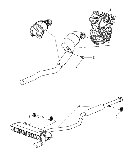 Muffler And Tailpipe Exhaust Diagram for 5147047AA