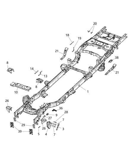 Crossmember Transmission Diagram for 68461034AA