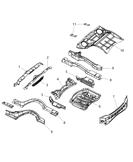 Pan Rear Floor Diagram for 68057483AG