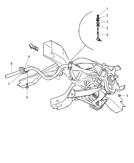 2003 Dodge Dakota Retainer Stabilizer Bar Grommet Diagram for 52037710AB