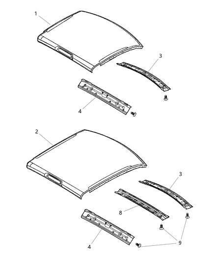 1998 Dodge Stratus Header Roof Rear Diagram for 68191234AB