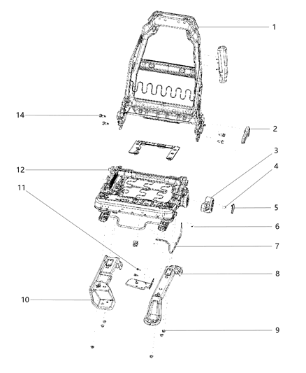 Frame Front Seat Cushion Diagram for 68003083AA
