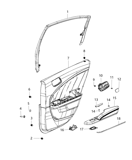 Panel Assembly Rear Door Trim Diagram for 5PF071X9AH