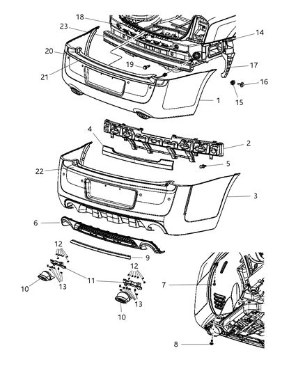 Exhaust Tip Tailpipe Diagram for 68127954AA