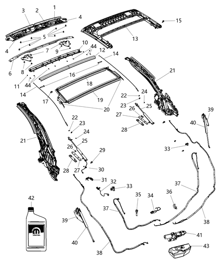 2004 Dodge Grand Caravan Bracket Folding Top Mounting Plate Diagram for 4389867AD