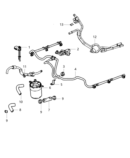 2012 Jeep Wrangler Hose Fuel Filter - Rubber Hose Off Injection Pump Diagram for 68003484AA