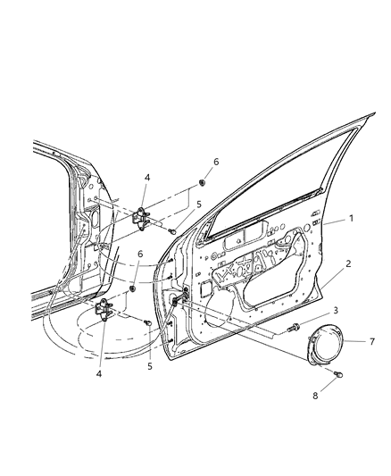 2004 Dodge Neon Door Front Diagram for 5012461AI
