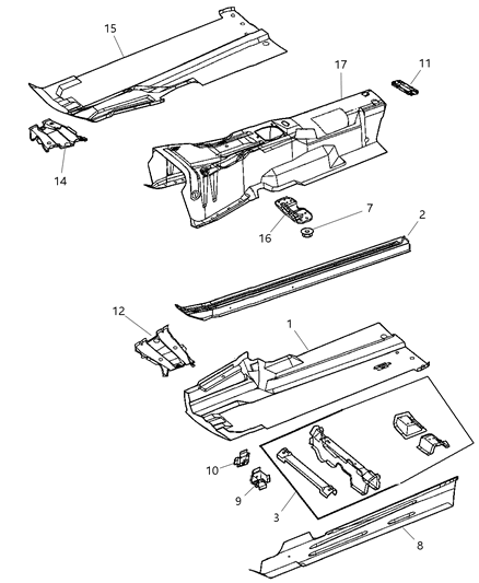 2008 Chrysler Crossfire Strut Diagonal Frame Reinforcement Crossfire Diagram for 5140917AA