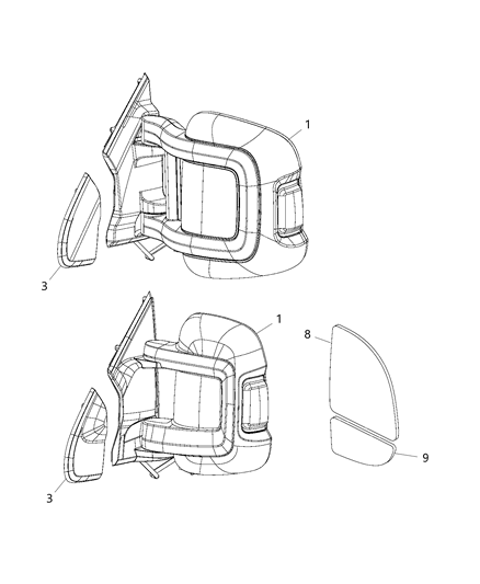 1984 Jeep CJ7 Mirror Outside Rearview, Front Passenger Side Diagram for 5VE96JXWAE
