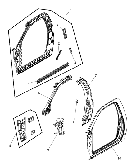 2009 Dodge Ram 1500 Panel Bodyside Aperture Outer Diagram for 55112468AA