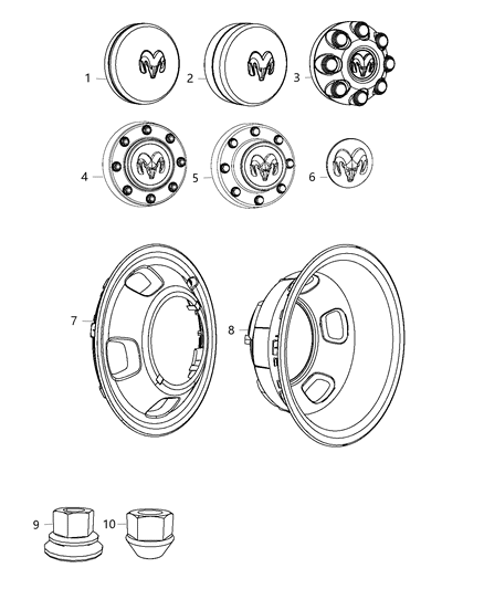 2006 Dodge Sprinter 3500 Cap Wheel Center Diagram for 68081015AA