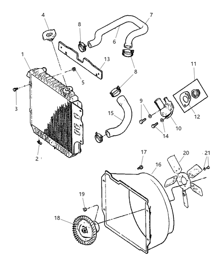 1990 Jeep Grand Wagoneer Hose Radiator To Pump Diagram for 52028265