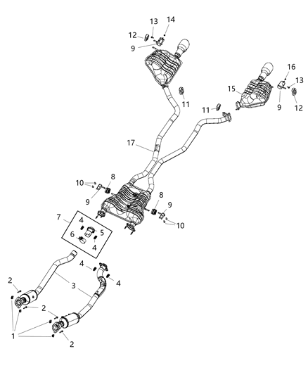 Resonator And Tailpipe Exhaust Diagram for 68276626AB