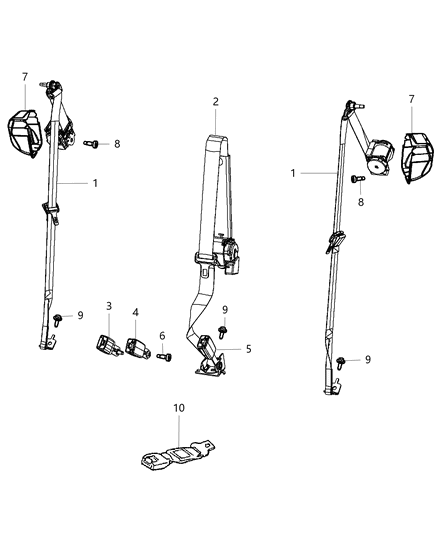 Seat Belt 2ND Rear Center Diagram for 5ME35PS4AA
