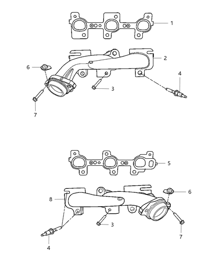 2000 Chrysler Concorde Gasket Exhaust Manifold Diagram for 53013932AA