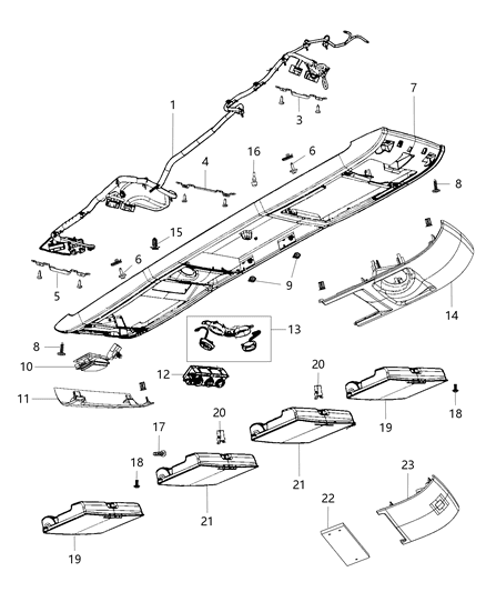 Lamp Auxiliary Rear Overhead Console Diagram for 68149284AA
