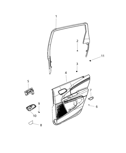 2009 Chrysler Town & Country Panel Rear Door Trim Diagram for 1QF262X9AH