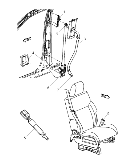 Seat Belt Front Inner Diagram for 1JQ331K7AA