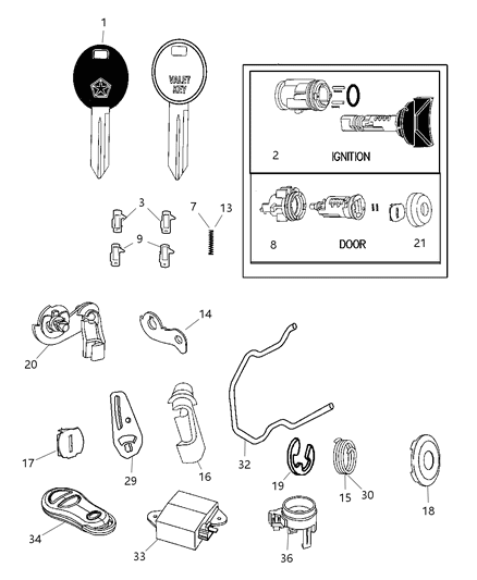 2003 Chrysler Town & Country Transmitter Keyless Entry Diagram for 4686481AC