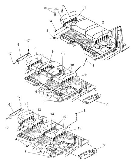 1999 Dodge Dakota Adjuster Power Seat, Inner Driver Side Diagram for 5012531AA