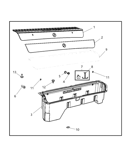 Door Storage Bin Diagram for 68054178AB