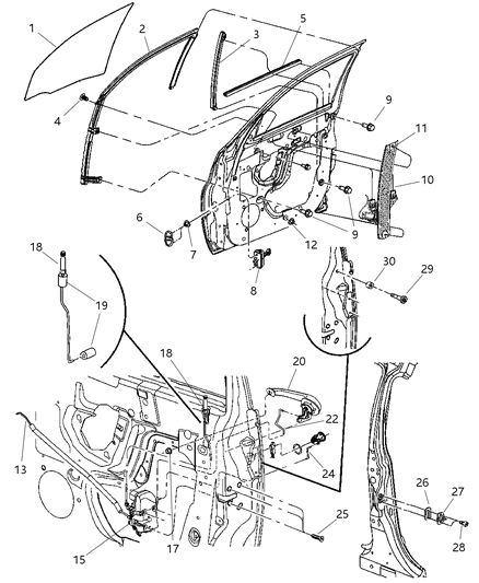 Regulator Front Door Window Diagram for 5067590AC