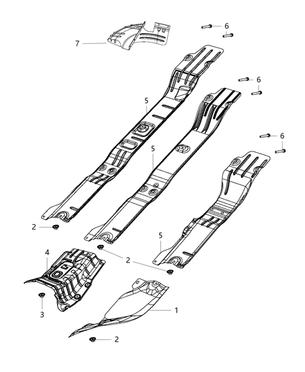 2003 Dodge Sprinter 3500 Silencer Floor Pan Front Tunnel Diagram for 68159408AA