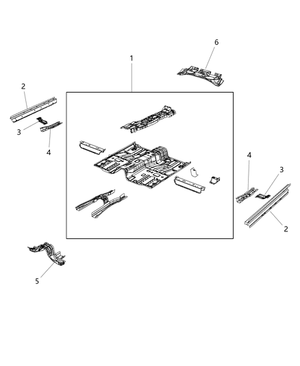 2010 Dodge Charger Silencer Floor Pan Diagram for 4680620AB
