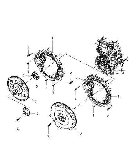 1986 Dodge D250 Housing Flywheel Diagram for 68024409AA