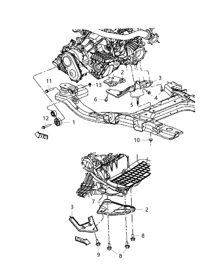 Bracket Engine Mount Diagram for 4809779AA
