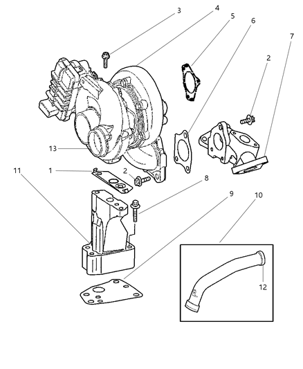 2012 Jeep Wrangler Turbocharger Diagram for 68004663AA