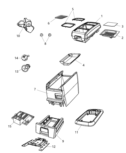 Tray Floor Console Diagram for 1JC911K5AA