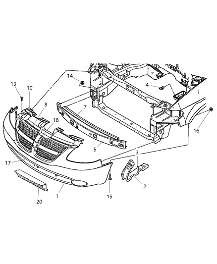 Reinforcement Front Bumper With Absorber Diagram for 4857882AA