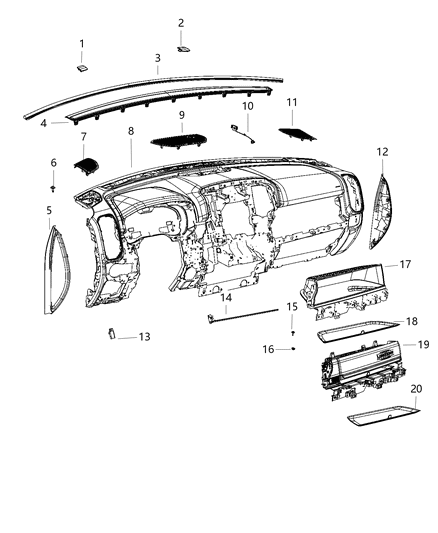 Instrument Panel Base Panel Diagram for 6WN50TX7AA