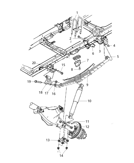 Shock Absorber Suspension Rear Diagram for 5168920AC