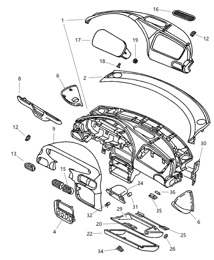 1999 Chrysler Cirrus Air Bag Passenger, Passenger Side Diagram for MN25VK9AC