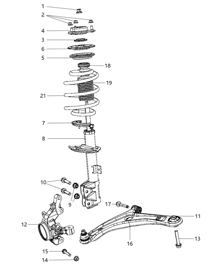 2002 Jeep Grand Cherokee Spring Front Coil Diagram for 5105869AC