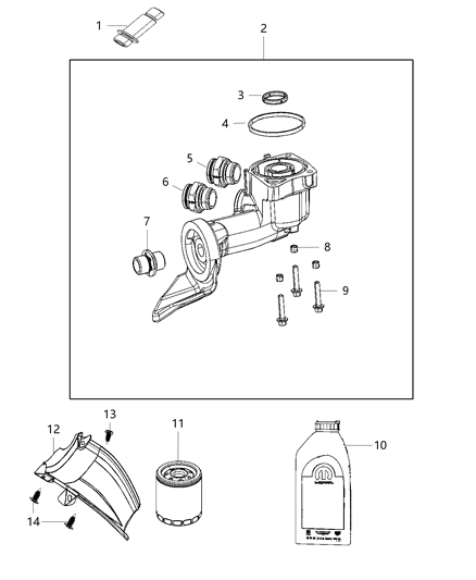 Adapter Engine Oil Filter Diagram for 53011252AB