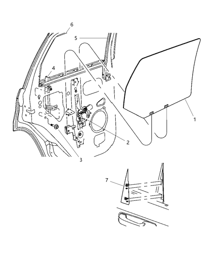 Regulator Rear Door Window Diagram for 55394229AB