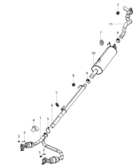 2010 Jeep Patriot Muffler Exhaust Diagram for 68307362AA
