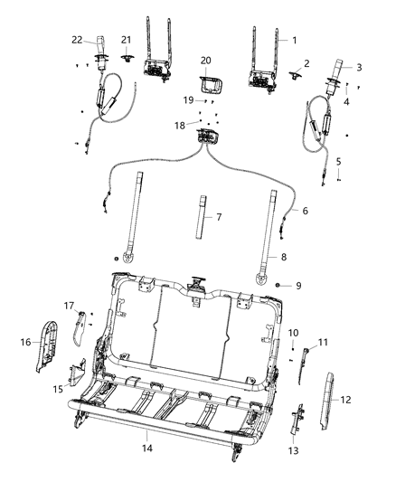 2008 Jeep Compass Cable Headrest Release Right Diagram for 68395096AA