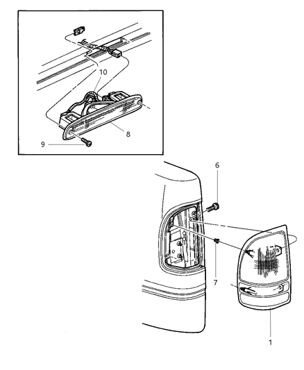 2004 Chrysler PT Cruiser Lamp High Mounted Stop Diagram for 55056202AB
