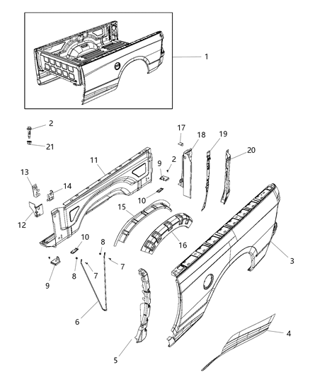 Panel Box Side Inner Diagram for 68249395AA