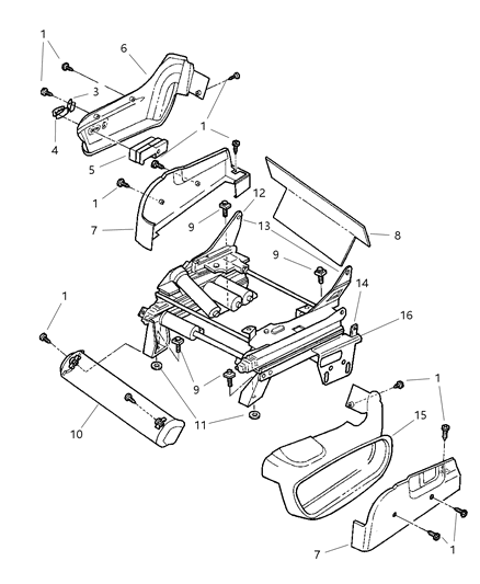 1998 Chrysler Town & Country Shield Side Seat Diagram for QB791C3