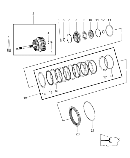 2013 Jeep Wrangler Clutch Package K2 Input Clutch Diagram for 68028565AA