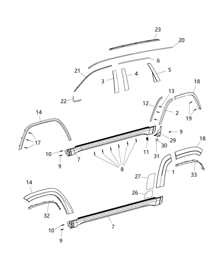 Molding Wheel Flare Front Fender Diagram for 1WC98TZZAE
