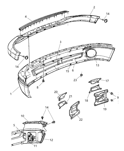 Bracket Front Bumper Side Diagram for 55077379AE