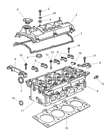 1997 Dodge Neon Gasket Spark Plug Well Diagram for 4667232
