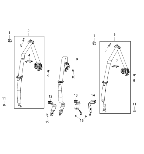 Belt And Retractor 2ND Row Seat Left, Rear Outer Diagram for 7CG811R1AA